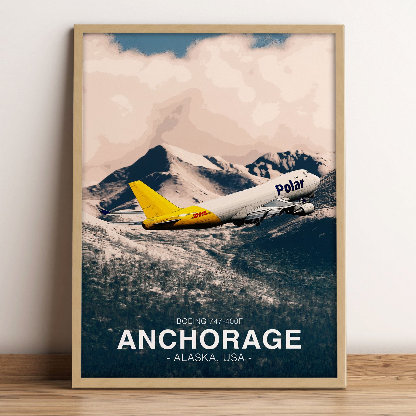 Polar Air Cargo Boeing 747 Poster - Anchorage Alaska Landscape