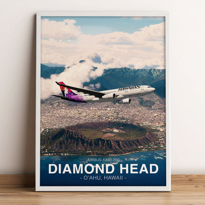 Hawaiian Airlines Airbus A330 Poster - Diamond Head Hawaii