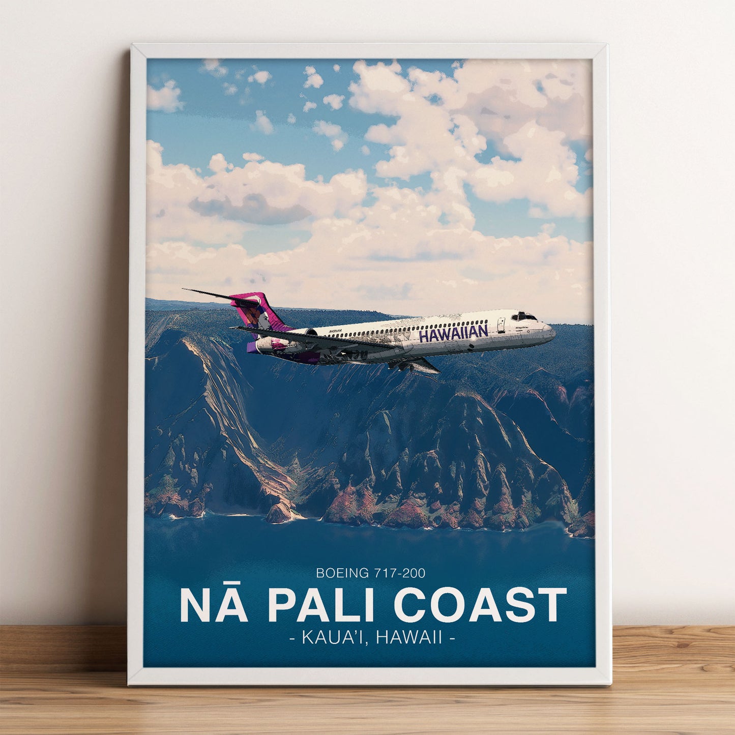 Hawaiian Airlines Boeing 717 Poster - Nā Pali Coast Hawaii