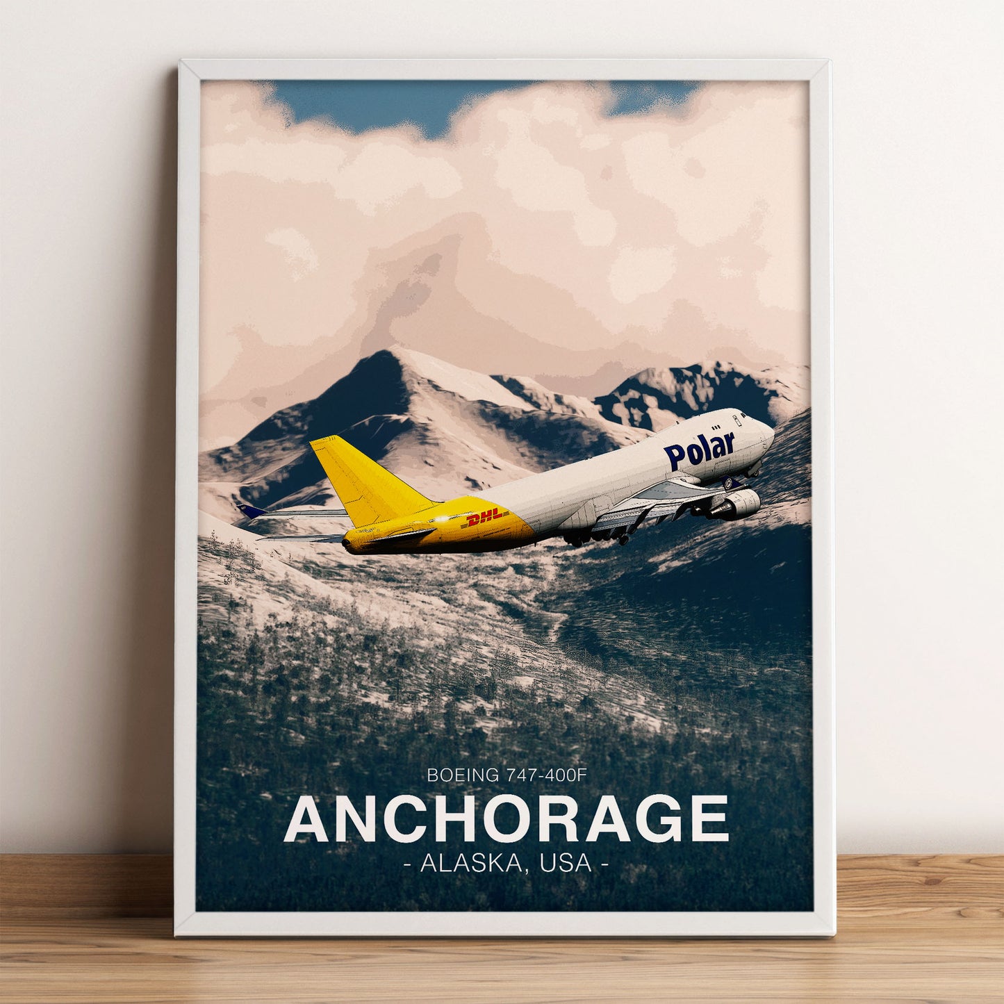 Polar Air Cargo Boeing 747 Poster - Anchorage Alaska Landscape