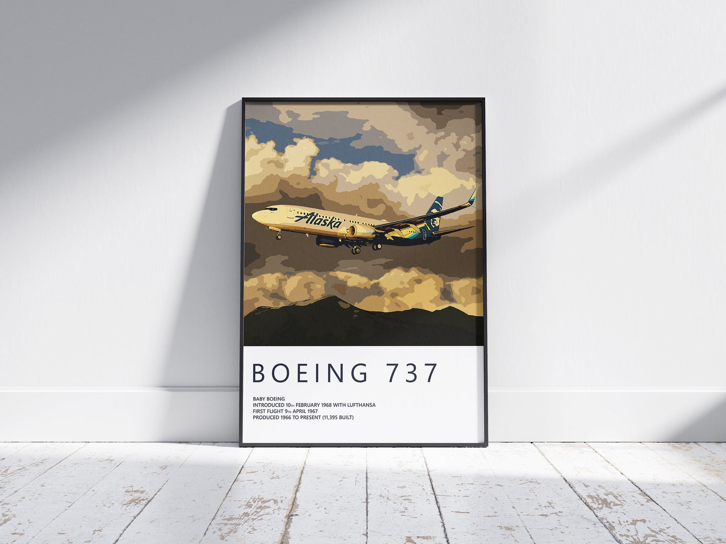 Alaska Airlines Boeing 737 Poster, gift for pilot, aviation poster, aviation artwork, aviation gift, airliner, airplane, plane