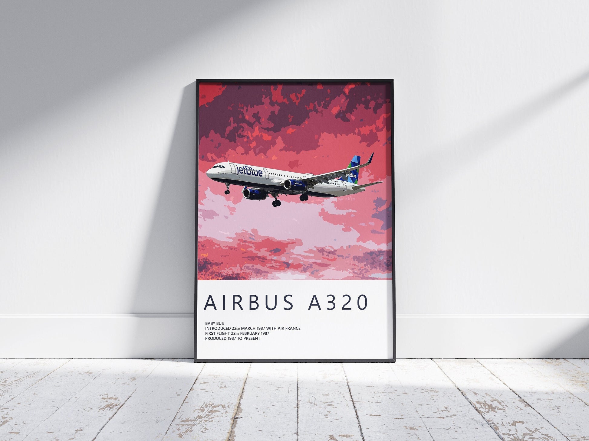 JetBlue Airbus A320 Poster, gift for pilot, aviation poster, aviation artwork, aviation gift, airliner, airplane, plane