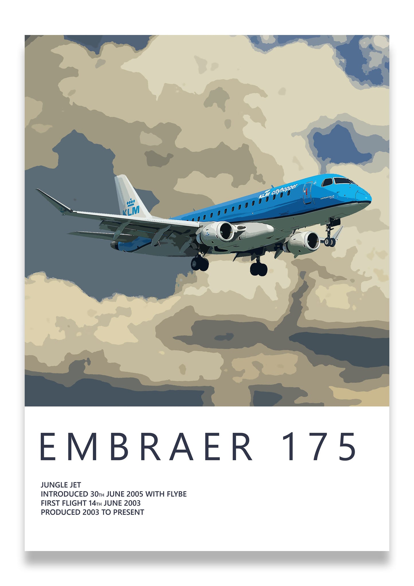 KLM Embraer 175 Poster, gift for pilot, aviation poster, aviation artwork, aviation gift, airliner, airplane, plane