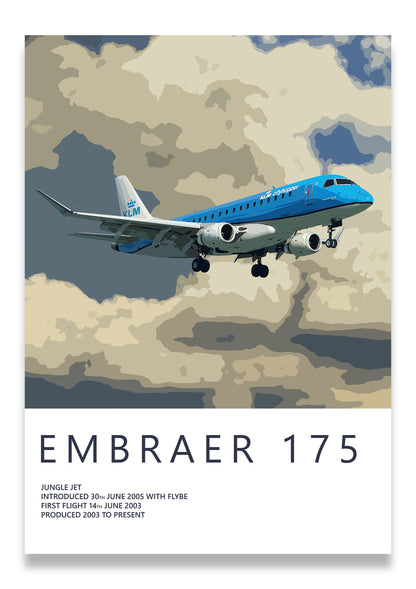 KLM Embraer 175 Poster, gift for pilot, aviation poster, aviation artwork, aviation gift, airliner, airplane, plane