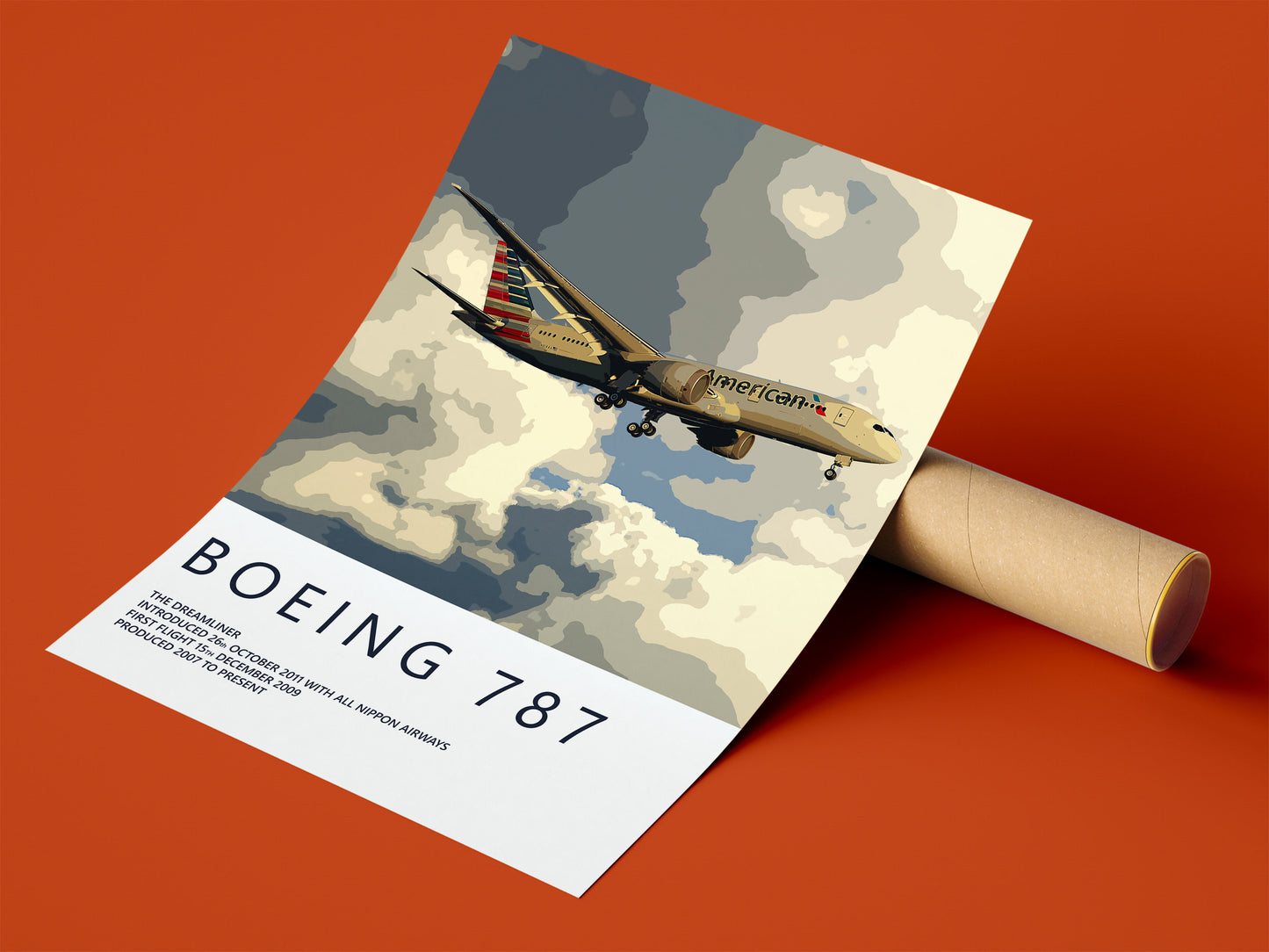 American Airlines Boeing 787 Poster, gift for pilot, aviation poster, aviation artwork, aviation gift, airliner, airplane, plane