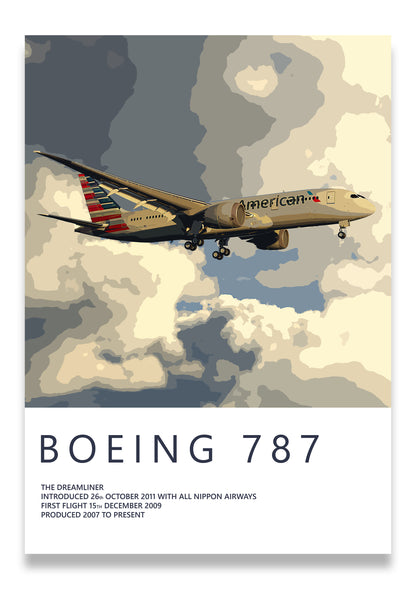 American Airlines Boeing 787 Poster, gift for pilot, aviation poster, aviation artwork, aviation gift, airliner, airplane, plane