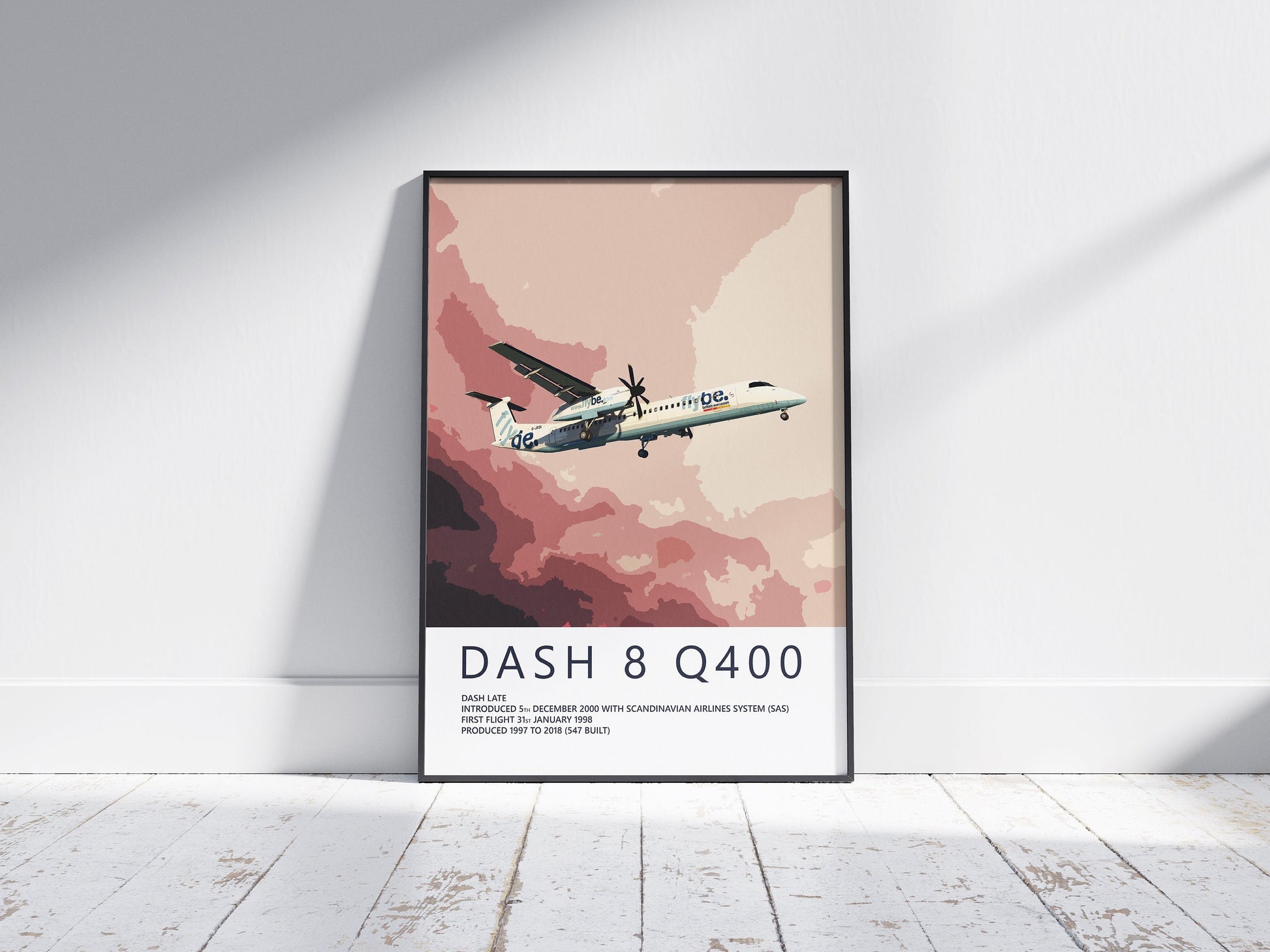 FlyBe Dash 8 Q400 Poster, gift for pilot, aviation poster, aviation artwork, aviation gift, airliner, airplane, plane