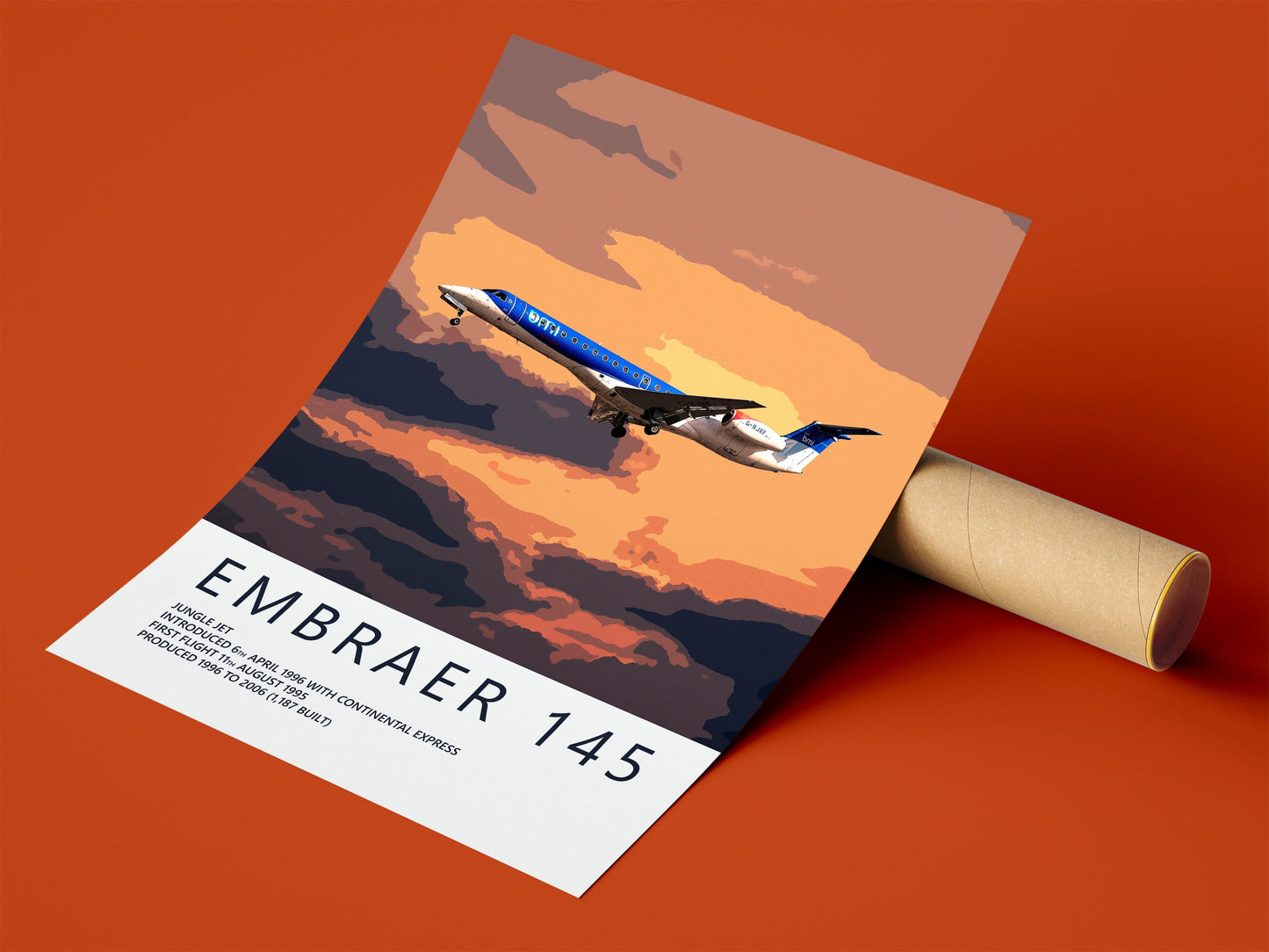 BMI Embraer ERJ-145 Poster, gift for pilot, aviation poster, aviation artwork, aviation gift, airliner, airplane, plane