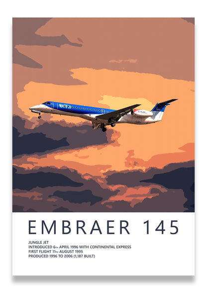 BMI Embraer ERJ-145 Poster, gift for pilot, aviation poster, aviation artwork, aviation gift, airliner, airplane, plane