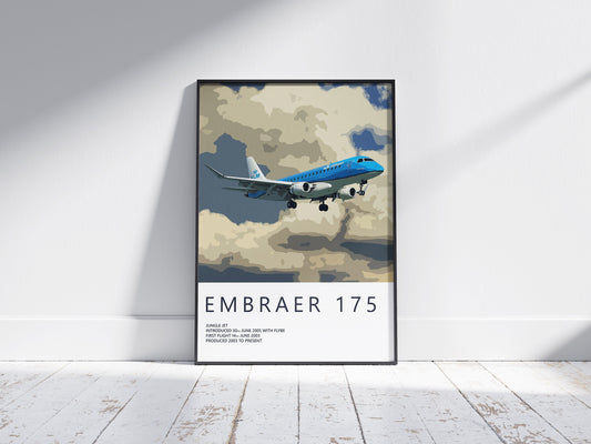 KLM Embraer 175 Poster, gift for pilot, aviation poster, aviation artwork, aviation gift, airliner, airplane, plane