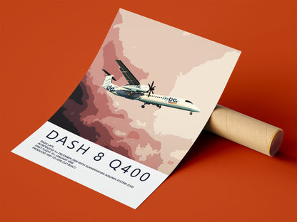 FlyBe Dash 8 Q400 Poster, gift for pilot, aviation poster, aviation artwork, aviation gift, airliner, airplane, plane