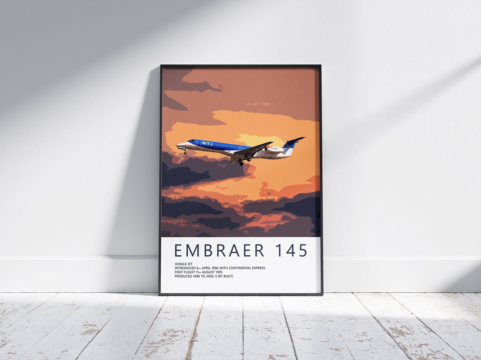 BMI Embraer ERJ-145 Poster, gift for pilot, aviation poster, aviation artwork, aviation gift, airliner, airplane, plane