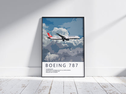 Turkish Airlines Boeing 787 Poster, gift for pilot, aviation poster, aviation artwork, aviation gift, airliner, airplane, plane