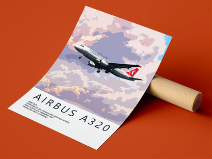 Turkish Airlines Airbus A320 Poster, gift for pilot, aviation poster, aviation artwork, aviation gift, airliner, airplane, plane