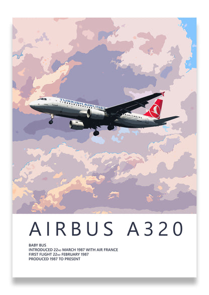 Turkish Airlines Airbus A320 Poster, gift for pilot, aviation poster, aviation artwork, aviation gift, airliner, airplane, plane