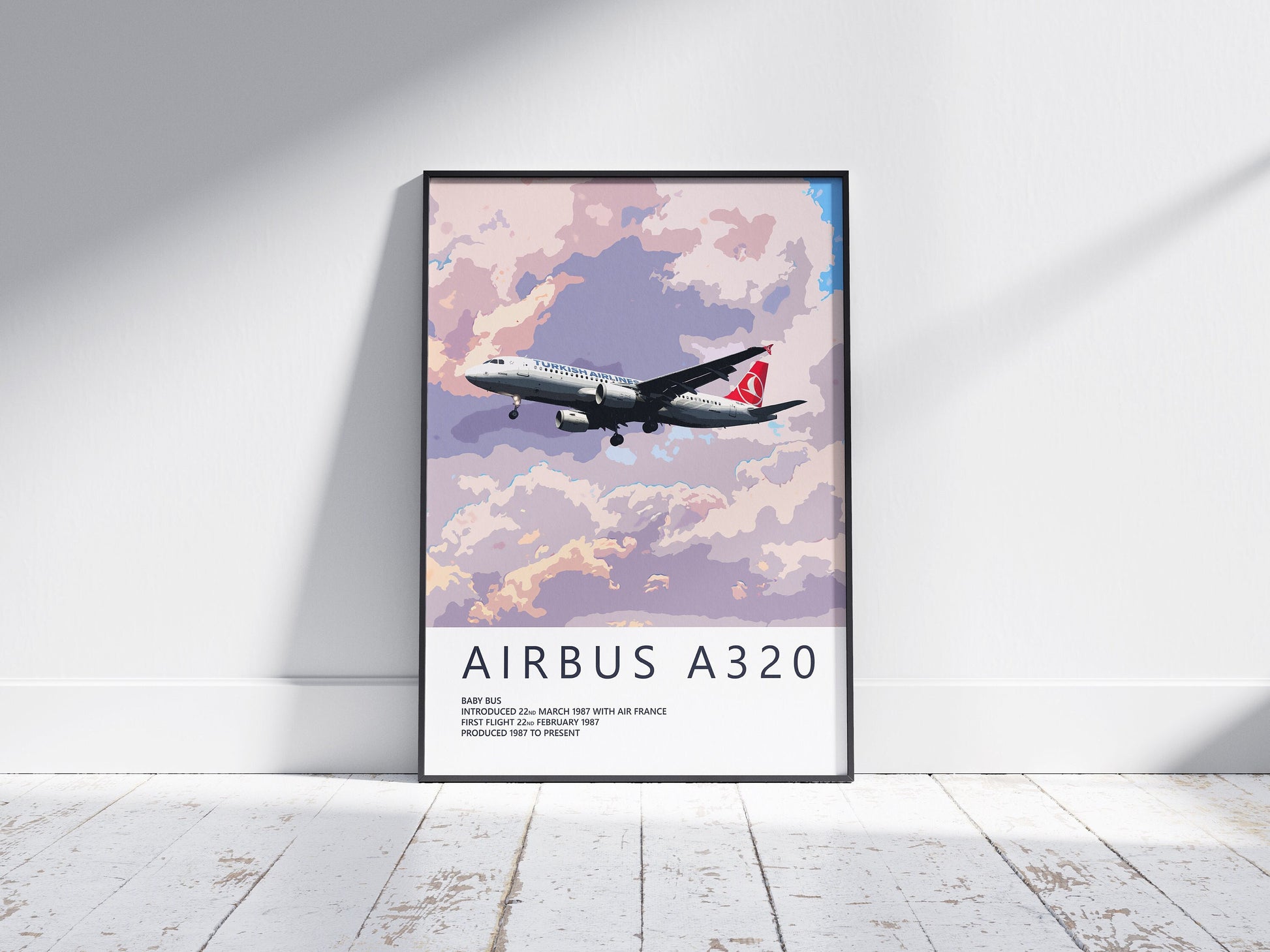 Turkish Airlines Airbus A320 Poster, gift for pilot, aviation poster, aviation artwork, aviation gift, airliner, airplane, plane