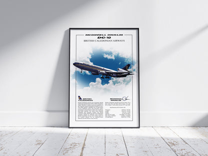 British Caledonian McDonnell Douglas DC10 Poster, aviation wall art, airliner print, pilot gift, plane picture