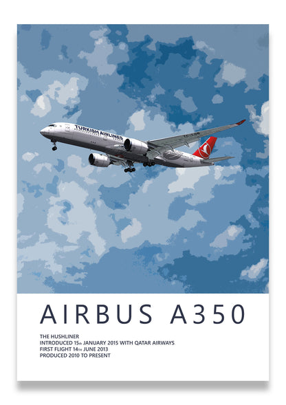 Turkish Airlines Airbus A350 Poster, airbus artwork, gift for pilot, aviation poster, aviation artwork, aviation gift, airliner, airplane