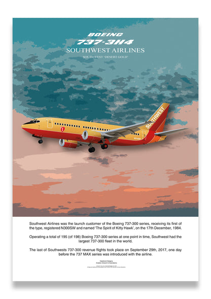 Southwest Boeing 737 Poster, boeing artwork, gift for pilot, aviation poster, aviation artwork, aviation gift, airliner, airplane, plane