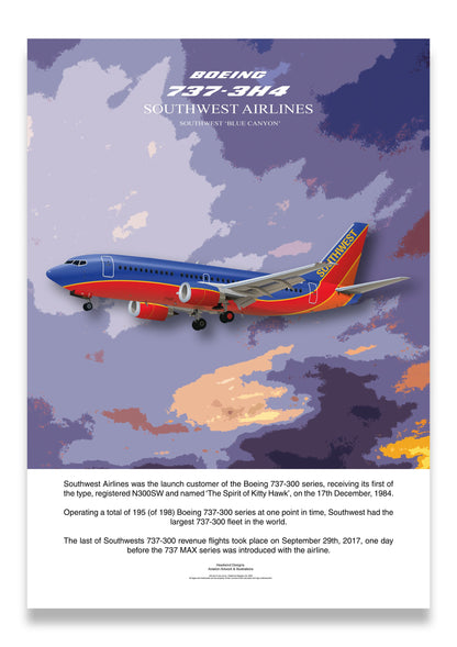 Southwest Boeing 737 Poster, boeing artwork, gift for pilot, aviation poster, aviation artwork, aviation gift, airliner, airplane, plane