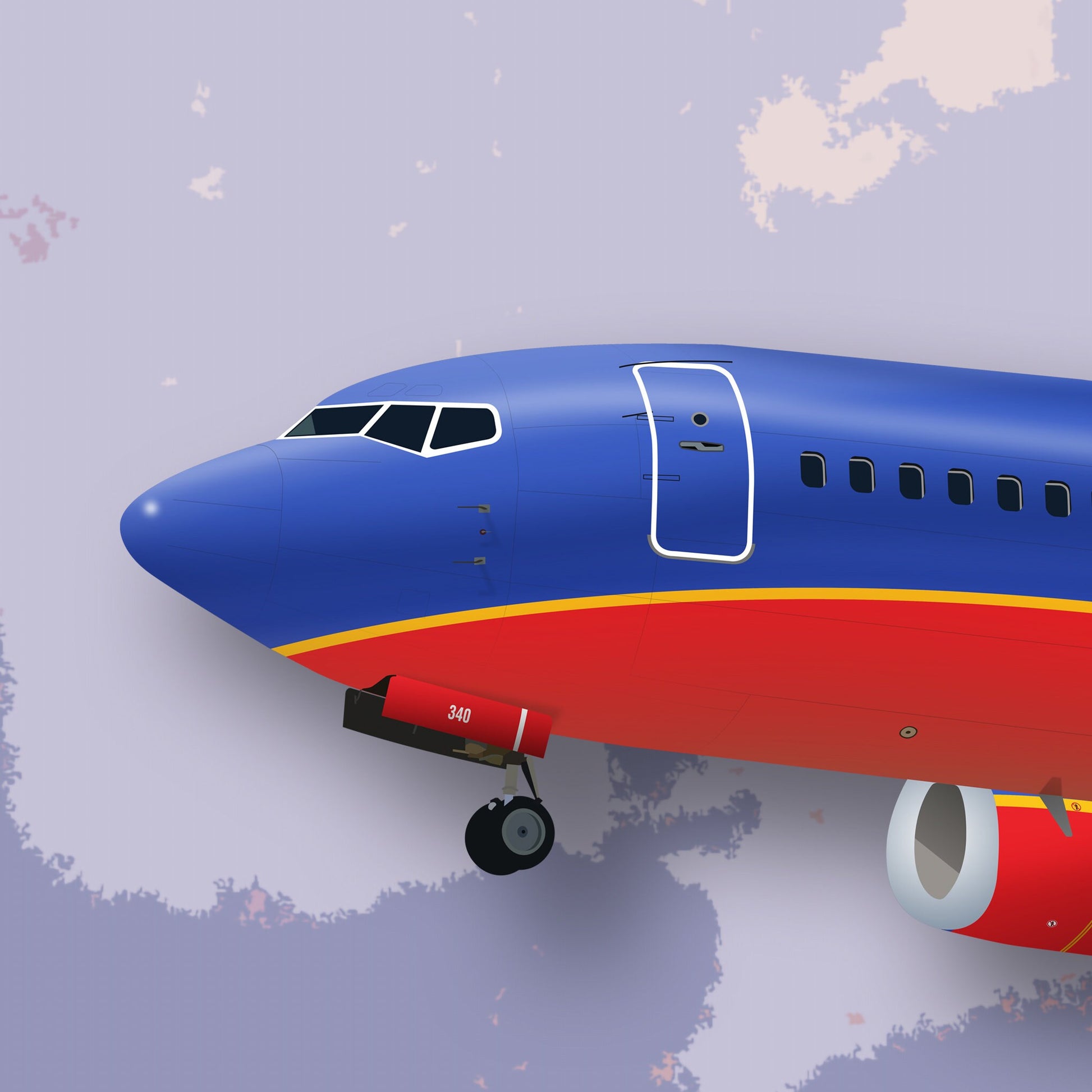 Southwest Boeing 737 Poster, boeing artwork, gift for pilot, aviation poster, aviation artwork, aviation gift, airliner, airplane, plane