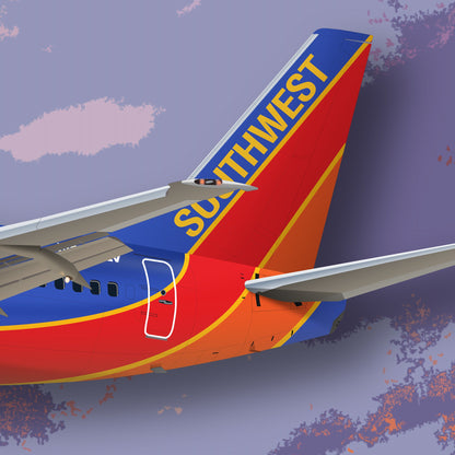 Southwest Boeing 737 Poster, boeing artwork, gift for pilot, aviation poster, aviation artwork, aviation gift, airliner, airplane, plane