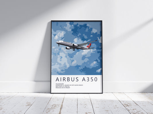 Turkish Airlines Airbus A350 Poster, airbus artwork, gift for pilot, aviation poster, aviation artwork, aviation gift, airliner, airplane