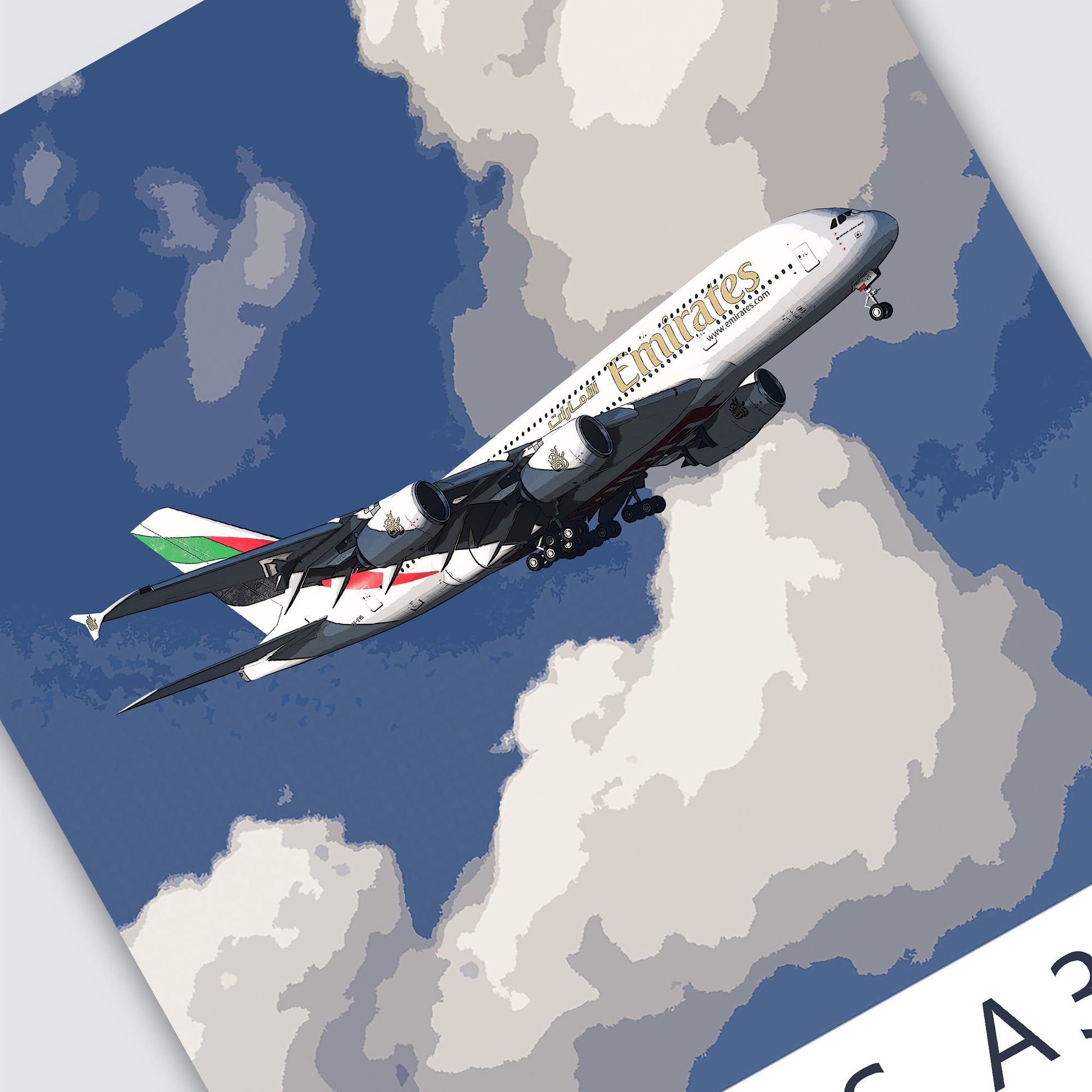 Emirates Airbus A380 Poster - Aviation Art & Pilot Gifts - Airline Print, Aviation Decor, Flight Attendant, Aircraft Picture