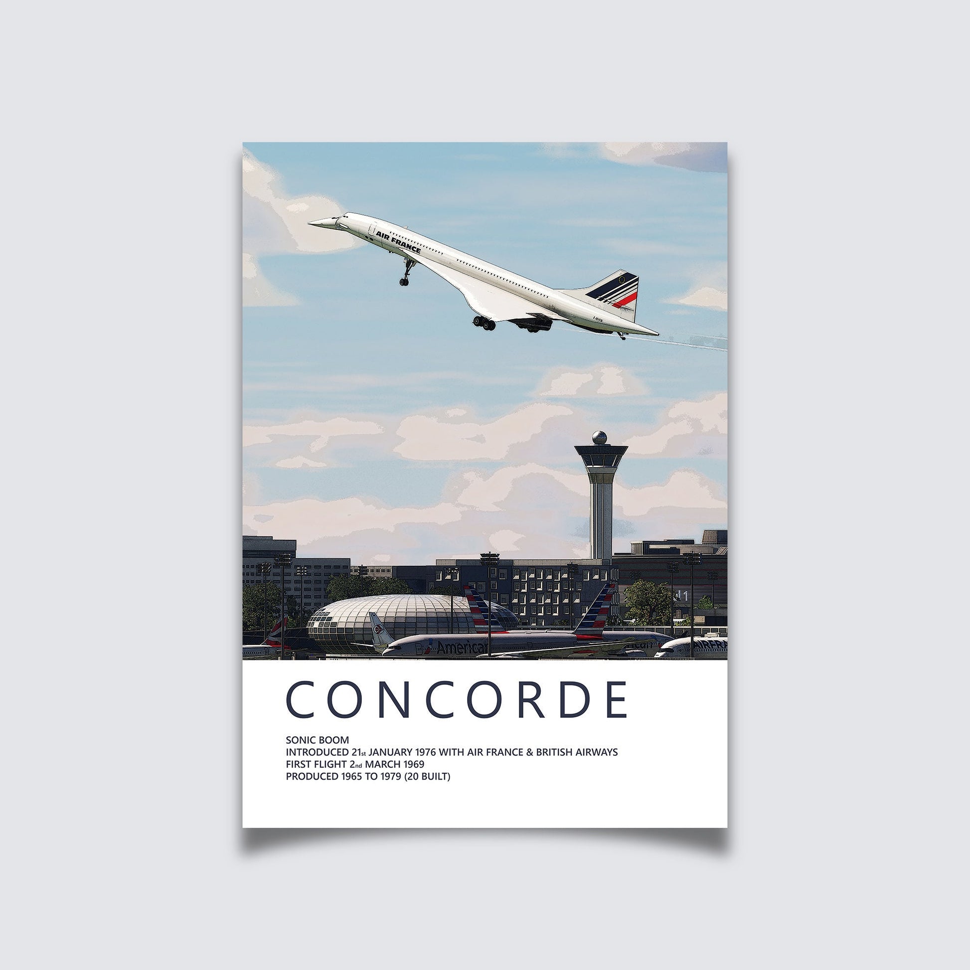 Air France Concorde Poster - Aviation Art for Pilots & Enthusiasts - Airline Print, Aircraft Picture, Plane Gift, Paris Airport, BAC