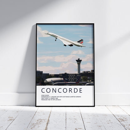 Air France Concorde Poster - Aviation Art for Pilots & Enthusiasts - Airline Print, Aircraft Picture, Plane Gift, Paris Airport, BAC