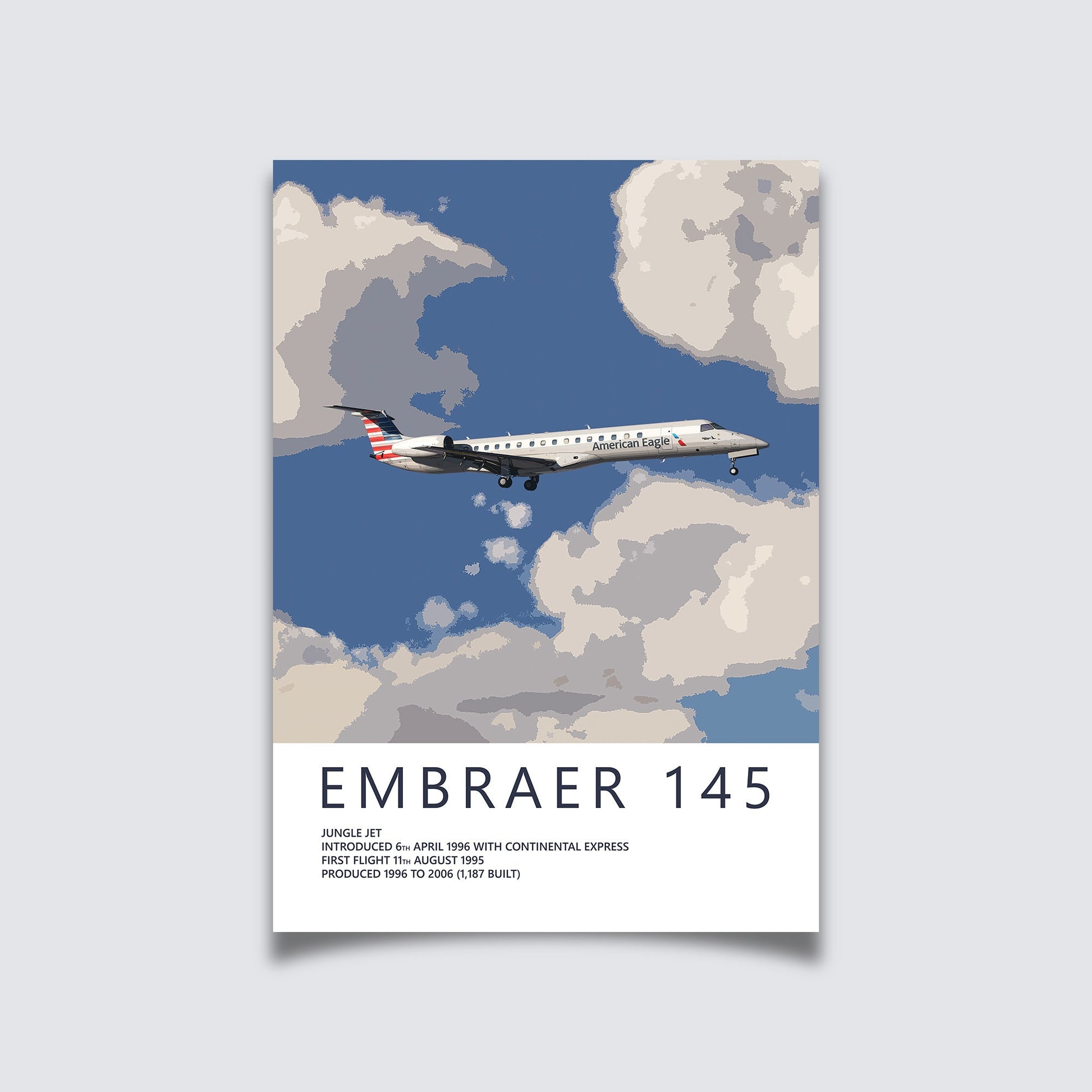 Piedmont Airlines Embraer ERJ145 Poster - Aviation Art & Pilot Gifts - Airline Print, Aviation Decor, Flight Attendant, Aircraft Picture