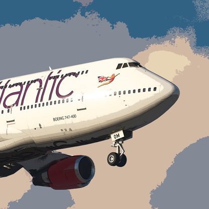 Virgin Atlantic Boeing 747 Poster - Aviation Art & Pilot Gifts - Airline Print, Aviation Decor, Flight Attendant, Aircraft Picture