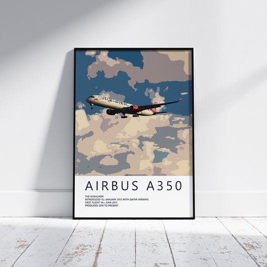 Virgin Atlantic Airbus A350 Poster - Aviation Art & Pilot Gifts - Airline Print, Aviation Decor, Flight Attendant, Aircraft Picture