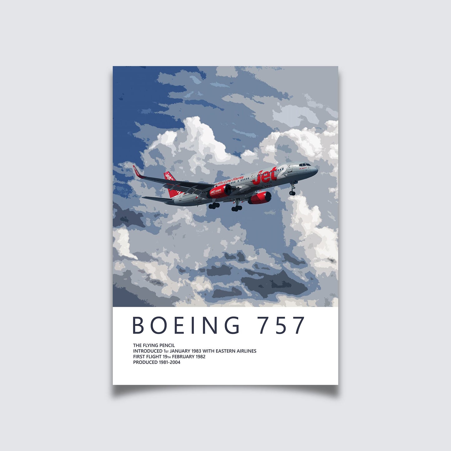 Jet2 Boeing 757 Poster - Aviation Art for Pilots & Enthusiasts - Airline Print, Aircraft Picture, Plane Gift, Aviation Wall Decor