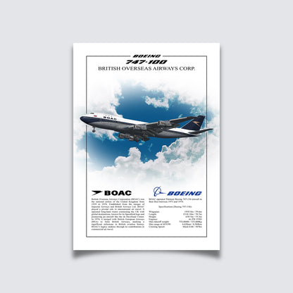 BOAC Boeing 747 Poster - Aviation Art for Pilots & Enthusiasts - Airline Print, Aircraft Picture, Plane Gift, Aviation Wall Decor