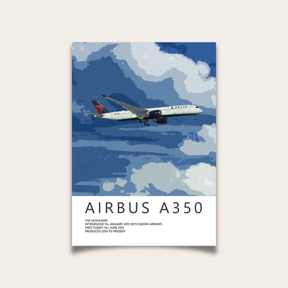 Delta Airlines Airbus A350 Poster - Fine Aviation Artwork - Fantastic gift for pilots, cabin crew or plane enthusiasts