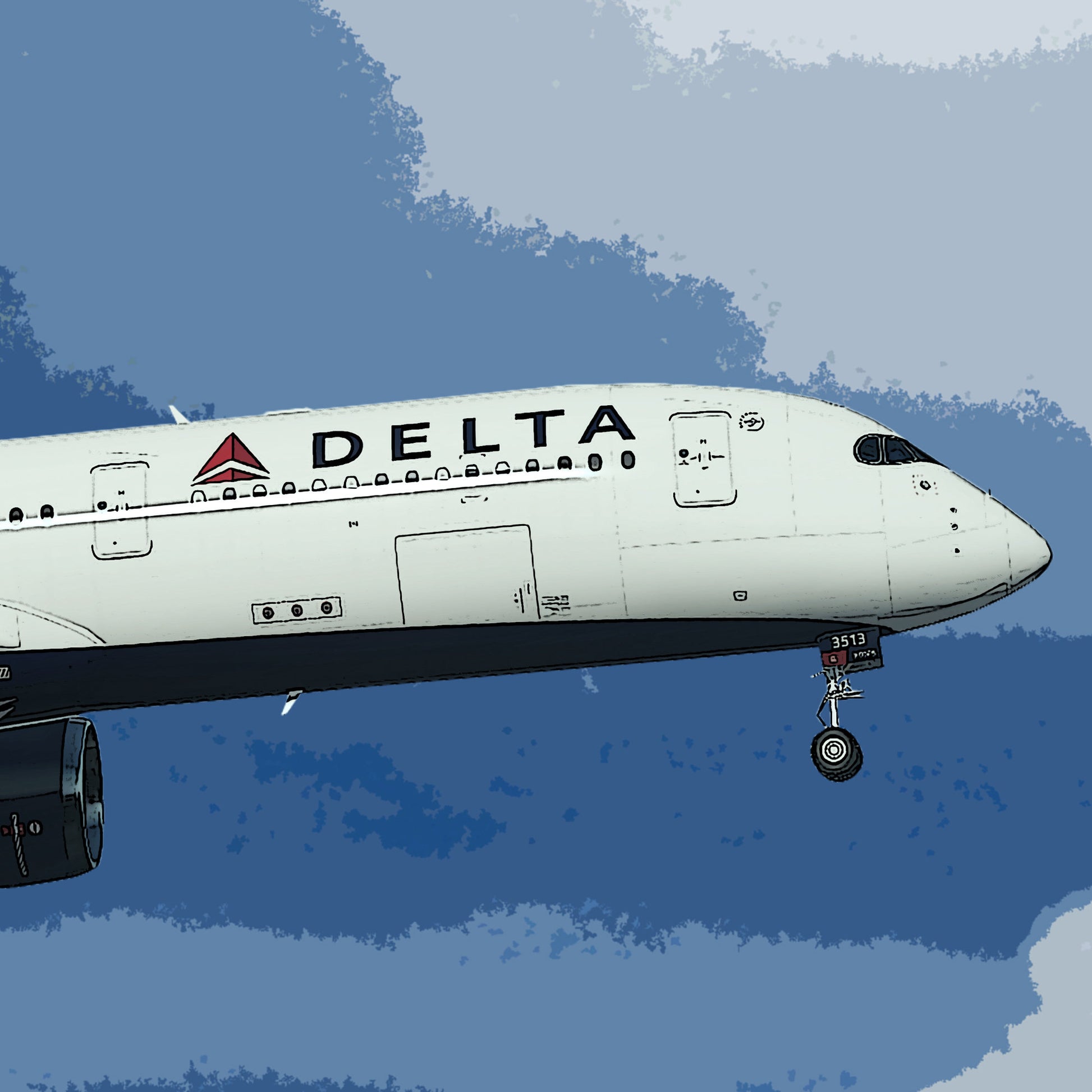 Delta Airlines Airbus A350 Poster - Fine Aviation Artwork - Fantastic gift for pilots, cabin crew or plane enthusiasts