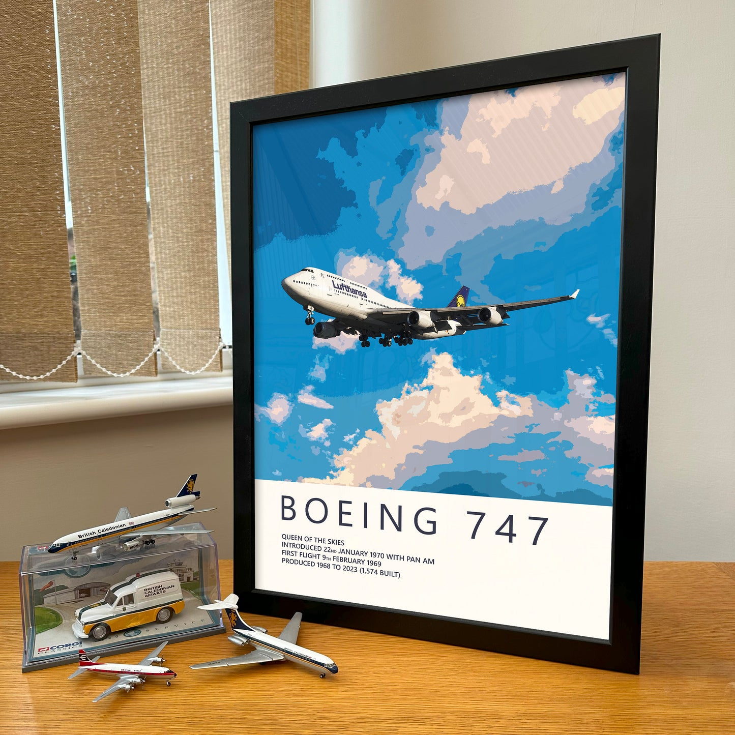 Lufthansa Boeing 747 Poster - Fine Aviation Artwork - Airplane Posters - Gift for pilots, cabin crew or plane enthusiasts