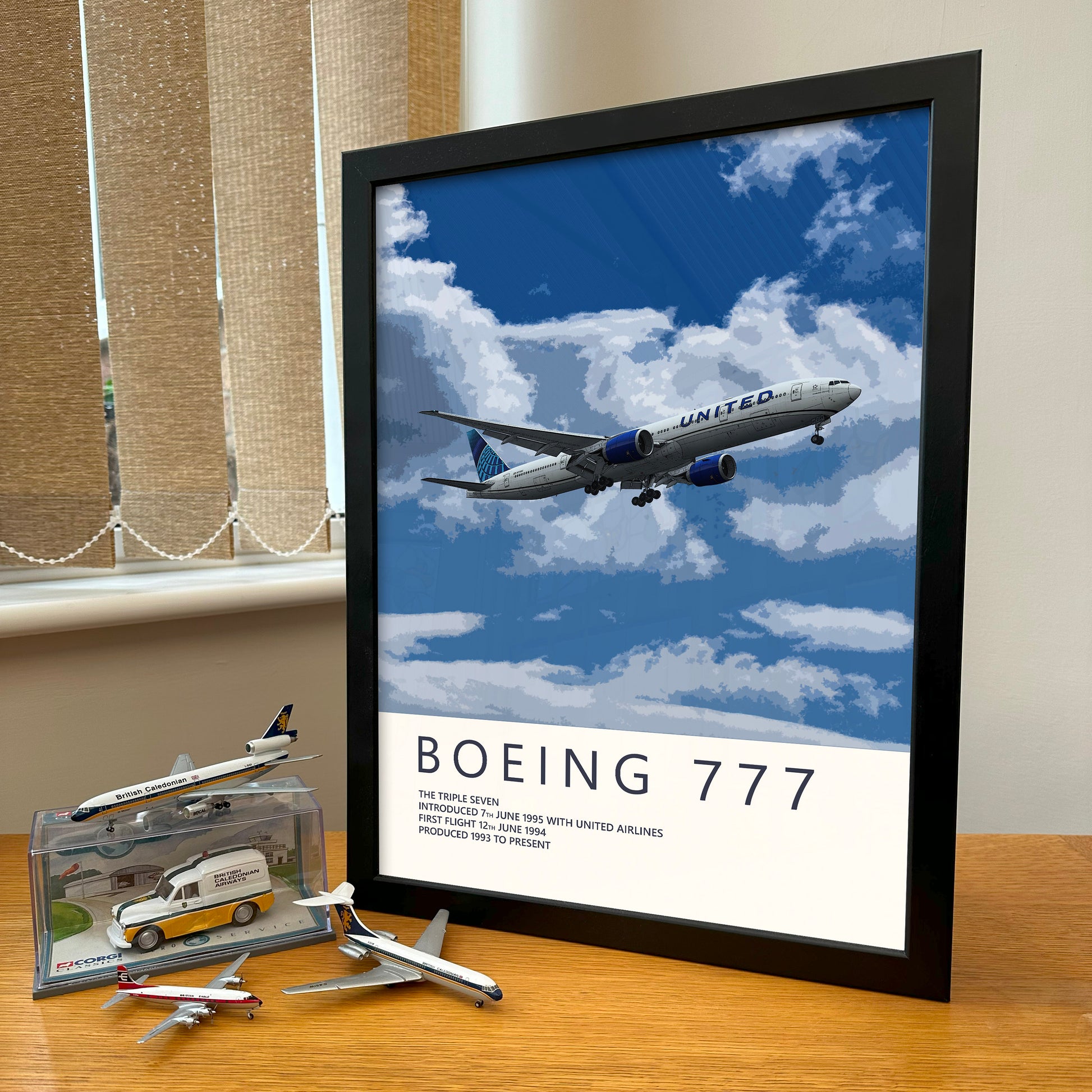 United Airlines Boeing 777 Poster - Fine Aviation Artwork - Fantastic gift for pilots, cabin crew or plane enthusiasts