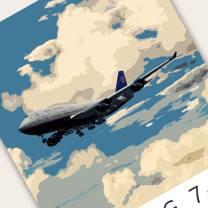 United Airlines Boeing 747 Poster - Fine Aviation Artwork - Fantastic gift for pilots, cabin crew or plane enthusiasts