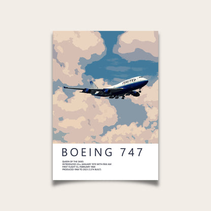 United Airlines Boeing 747 Poster - Fine Aviation Artwork - Fantastic gift for pilots, cabin crew or plane enthusiasts