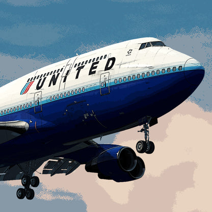 United Airlines Boeing 747 Poster - Fine Aviation Artwork - Fantastic gift for pilots, cabin crew or plane enthusiasts