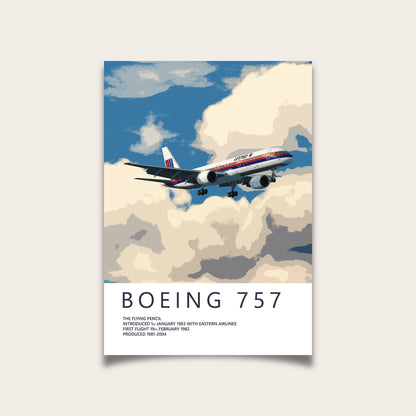 United Airlines Boeing 757 Poster - Saul Bass Tulip - Plane art for aviation enthusiasts & pilot retirement gifts, airplane artwork prints