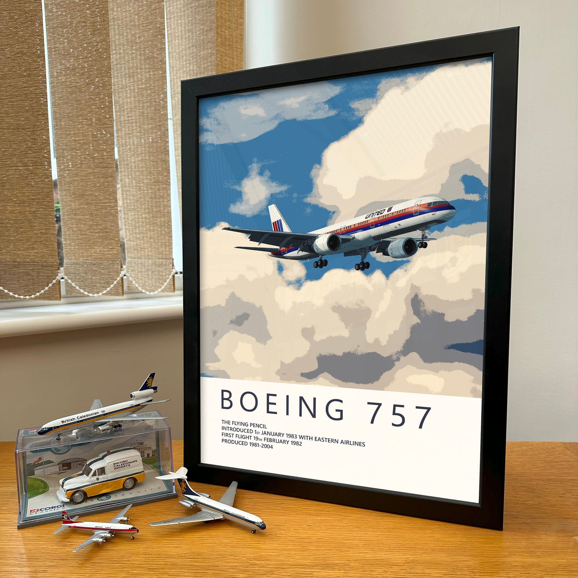 United Airlines Boeing 757 Poster - Saul Bass Tulip - Plane art for aviation enthusiasts & pilot retirement gifts, airplane artwork prints