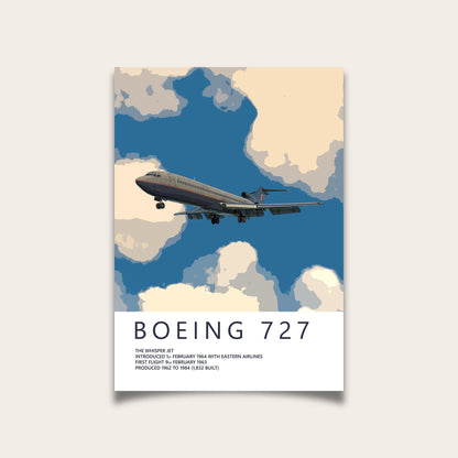 United Airlines Boeing 727 Poster - Fine Aviation Artwork - Fantastic gift for pilots, cabin crew or plane enthusiasts