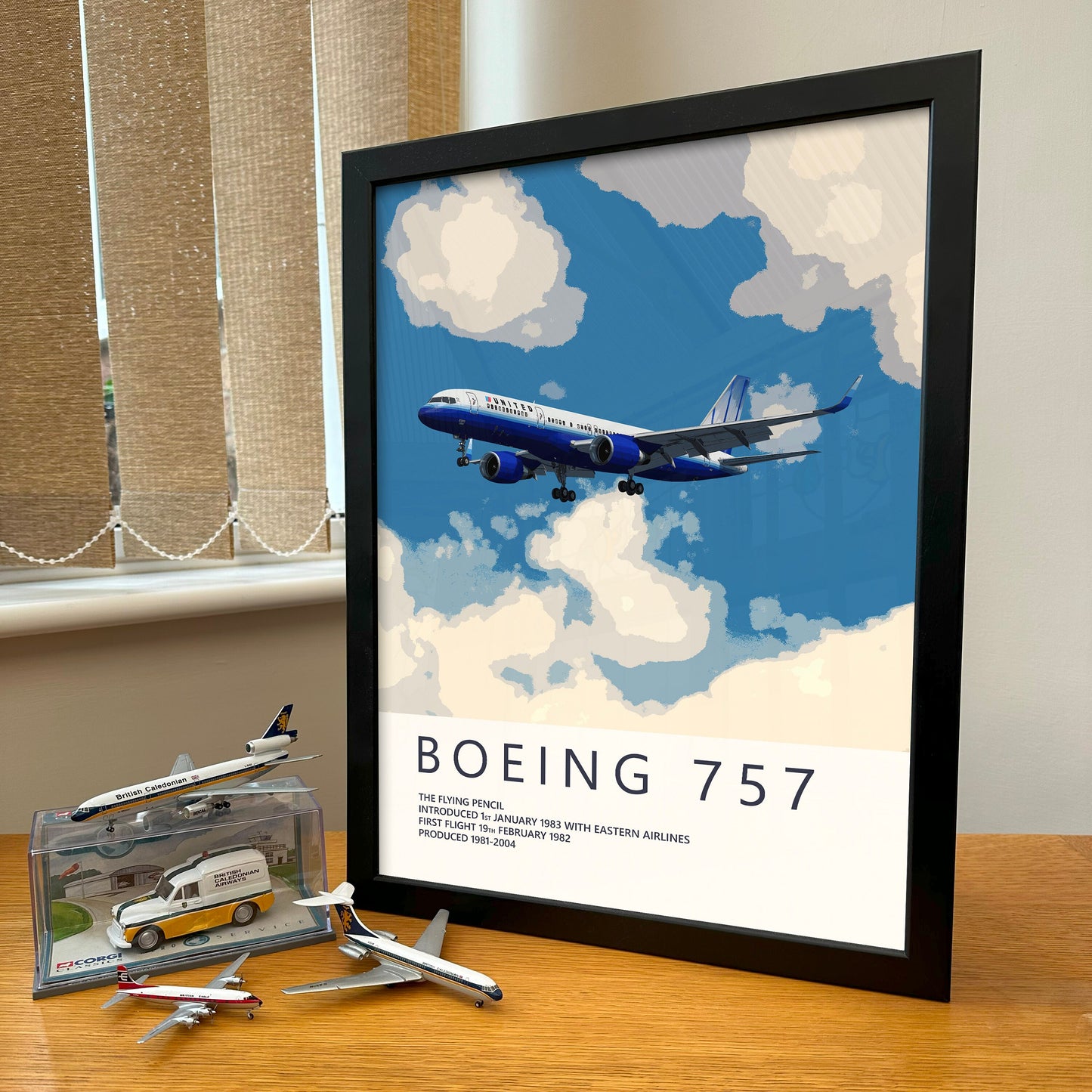 United Airlines Boeing 757 Poster - Fine Aviation Artwork - Fantastic gift for pilots, cabin crew or plane enthusiasts