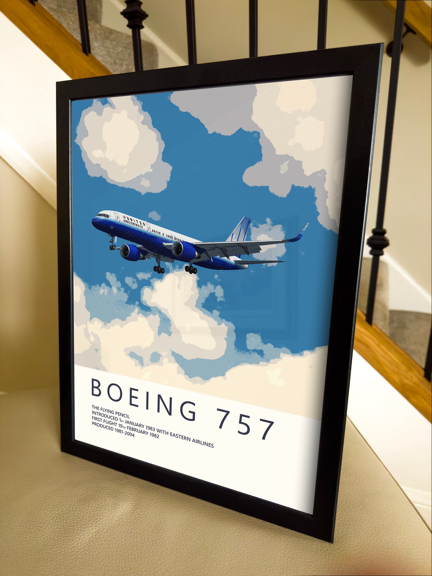 United Airlines Boeing 757 Poster - Fine Aviation Artwork - Fantastic gift for pilots, cabin crew or plane enthusiasts