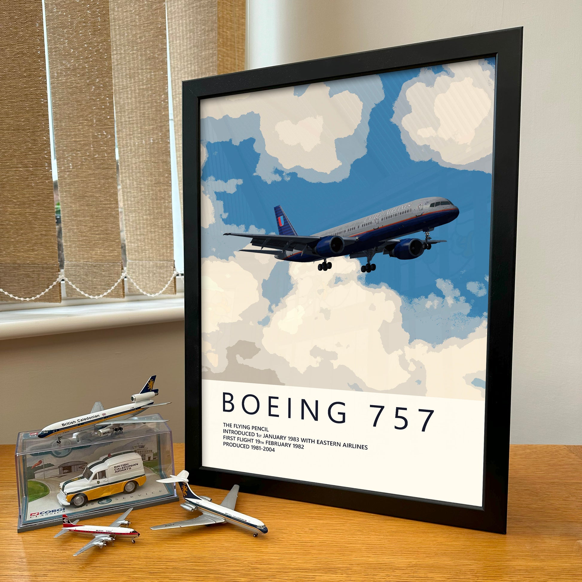 United Airlines Boeing 757 Poster - Fine Aviation Artwork - Fantastic gift for pilots, cabin crew or plane enthusiasts