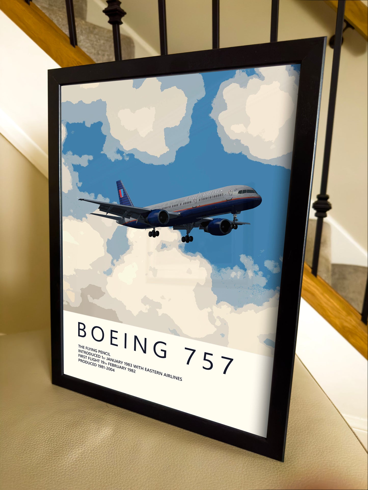 United Airlines Boeing 757 Poster - Fine Aviation Artwork - Fantastic gift for pilots, cabin crew or plane enthusiasts