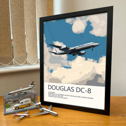 United Airlines Douglas DC-8 Poster - Fine Aviation Artwork - Fantastic gift for pilots, cabin crew or plane enthusiasts